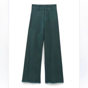 Zara Deep Green Straight Leg High Waisted Pants
